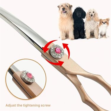 Криворізні ножиці для собак 7.0' - професійні ножиці для грумінгу з японської нержавіючої сталі. Ідеально підходять для собак та котів. Рожеве золото.