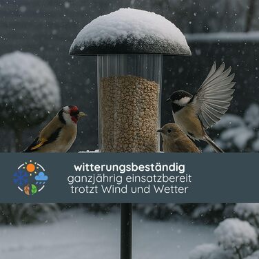 Годівниця для птахів MeLiTec VH04: годівниця-сило для диких птахів з нержавіючої сталі, чорна матова, для саду