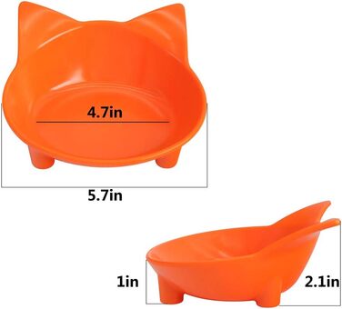 Набори мисок для котів SLSON 3 шт., 237 мл, плоскі миски для води та корму з неслизьким гумовим дном, чорно-білі та помаранчеві