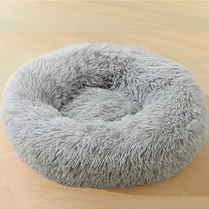 Кругле ліжко для собак та котів, сірого кольору, 70 см. М'яке ліжко-корзина для великих, середніх та маленьких собак та котів