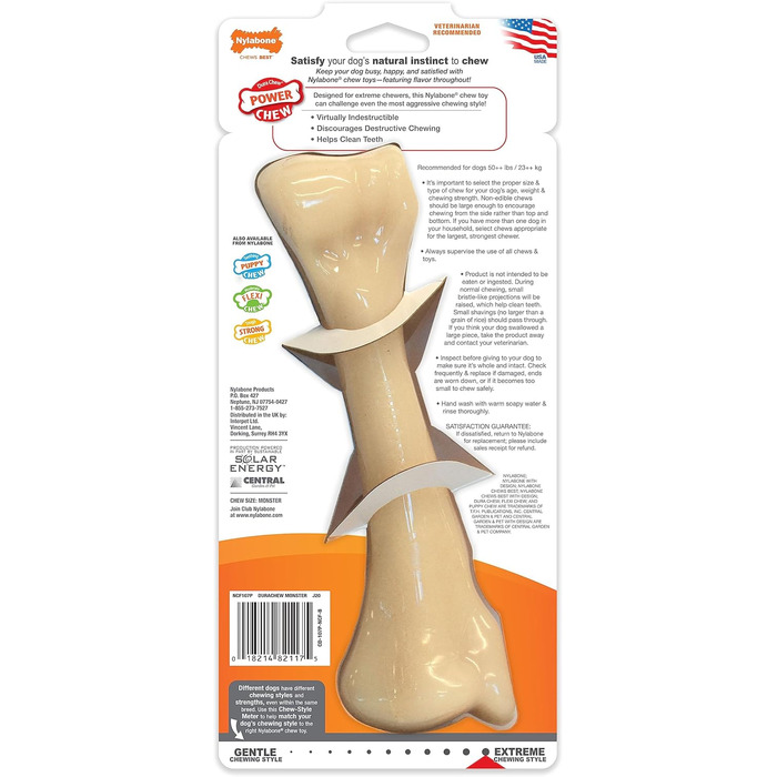 Nylabone Extreme іграшка-кістка для собак, для агресивних та сильних жуваків, зі смаком курки, для дуже великих собак понад 23 кг