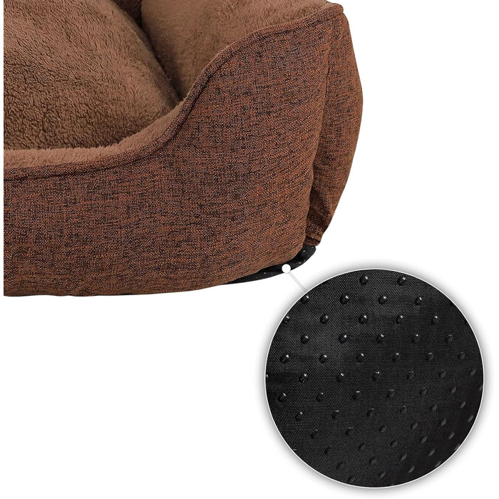 М'яке ліжко для собак та котів Lionto знімний чохол, 110x80 см, коричневе, з антиковзким дном