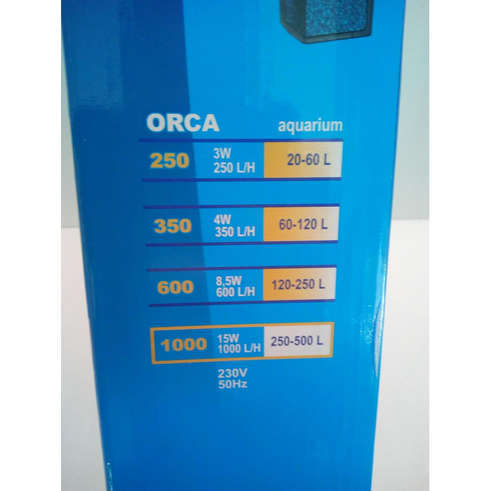 Внутрішній фільтр для акваріума ORCA Kompakt 1000 з активованим вугіллям і біофільтрацією Happet