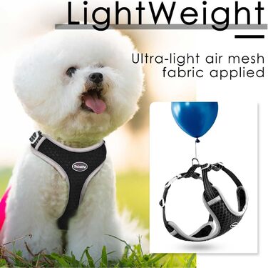 ThinkPet Безпечна шлейка для собак без ривків, дихаюча регульована м'яка шлейка з відбивачами для малих, середніх і великих собак
