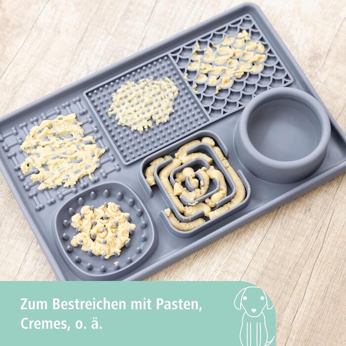 Кербл Пет Шлекматте XL сірий, 30x20 см - килимок для іграшок для собак та котів, знімає стрес, силікон