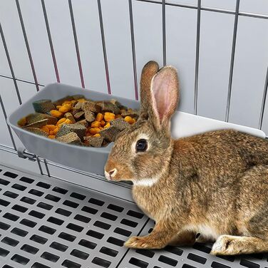 Кормушка для клітки AMZSYLV для кроликів, птахів, 600 мл, для корму та води, ласощів, цуценят, підвісна годівниця, миска, 26 шт., сіра