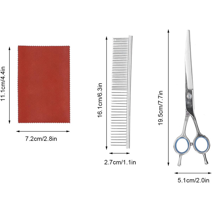Набір професійних ножиць для грумінгу собак – набір з ножицями, гребінцем, тканиною, етикеткою та чохлом. Для догляду за собаками вдома