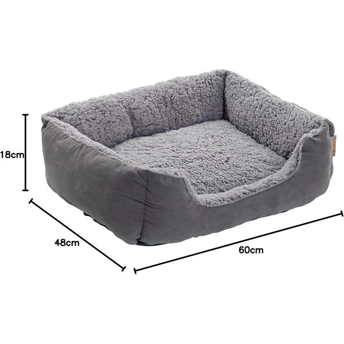 Крісло-лежанка для собак ESTEXO, лежанка для тварин, м'яке гніздо для собак, 60x48x18 см, темно-сірий/сірий колір