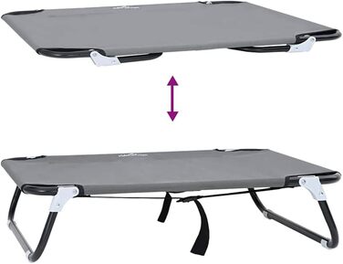 Складане ліжко для собак середніх порід від vidaXL – метал та тканина | Зручне підняте ліжко для дому та вулиці, довговічні меблі для тварин, сучасний дизайн (70 x 46 x 18 см, світло-сірий)