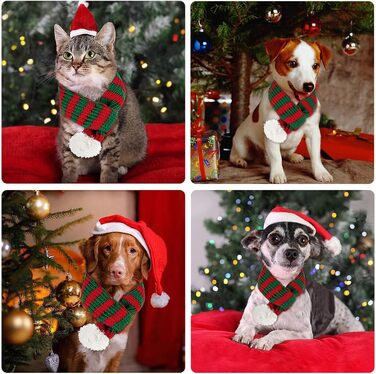 Шарф для кота та собаки на Новий Рік, костюм, червоний, для прикрашання, одяг для домашніх тварин, костюм на Новий Рік, червоно-зелений, середній, розмір M