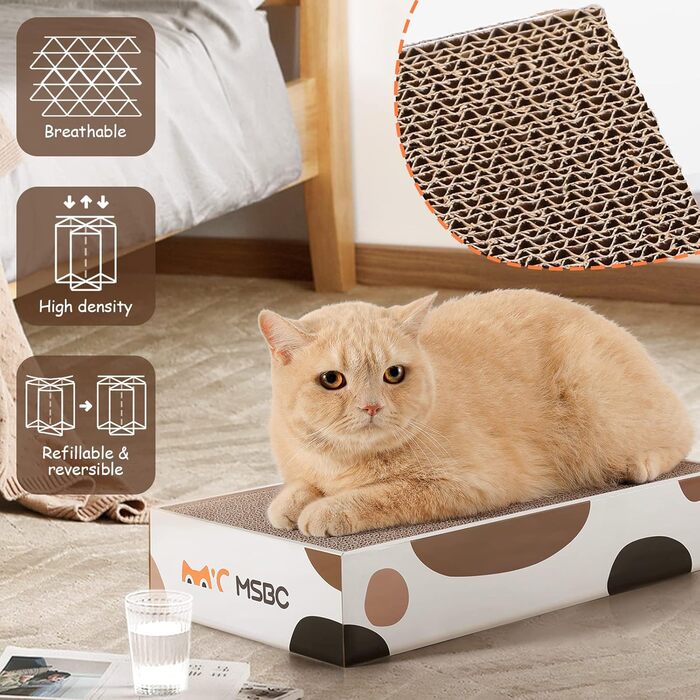 Набір з 3 кігтеточок для котів Happy Hachi з котячою м'ятою, міцний двосторонній когтеточний борд, ліжко, меблі для захисту