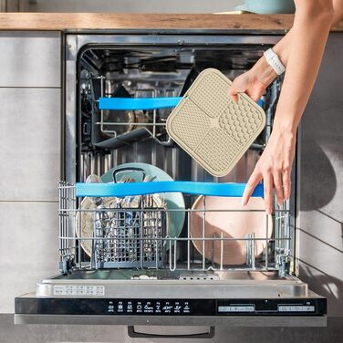 Килимок для собак з присосками, 2 шт. (сірий та бежевий), 21.6 x 21.6 см - для повільного годування та розваг