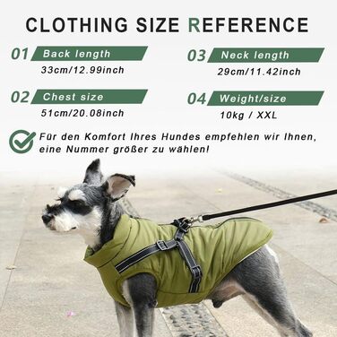 Зимова жилетка для собак, водонепроникний одяг для маленьких собак з D-початком, світловідбиваючий, XL, зелений