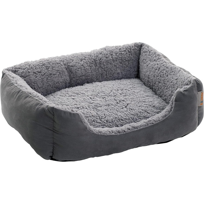Крісло-лежанка для собак ESTEXO, лежанка для тварин, м'яке гніздо для собак, 60x48x18 см, темно-сірий/сірий колір