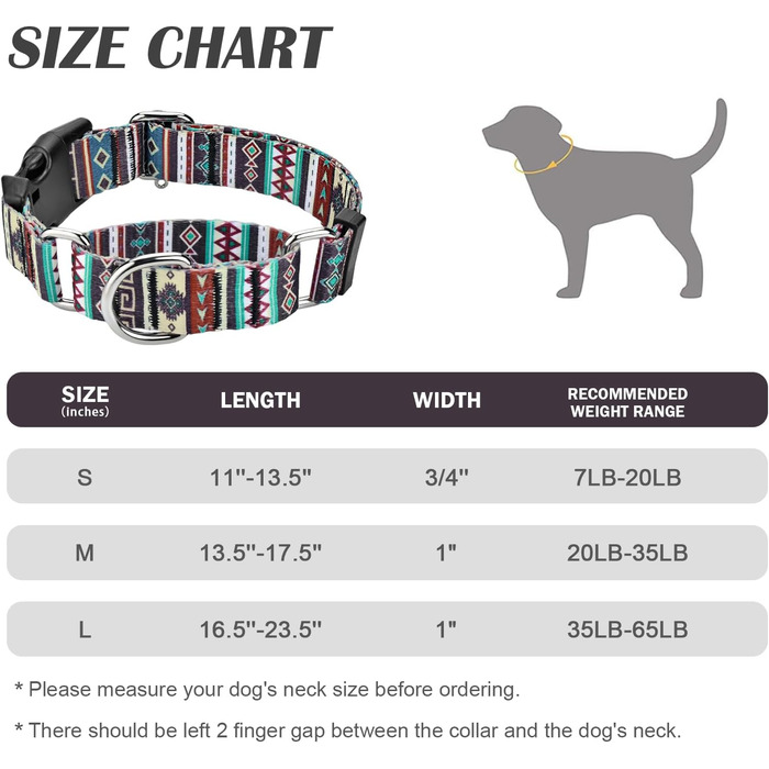 Нашийник для собак Hikiko Martingale, класичний, для малих, середніх та великих собак, міцний, надійний, розмір L