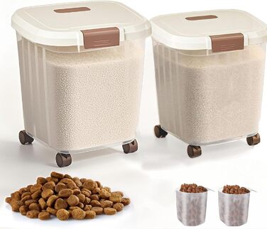 Контейнер для зберігання корму для собак RUIAN, 15/25 кг, на колесах, з ложкою (2 шт.)