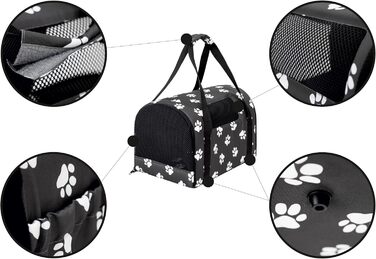Транспортна сумка для собак і котів PillowPrim, Beige, 27x39x28 см, Графіт (лапки)