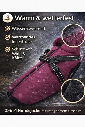 Зимова жилетка для собак - тепла жилетка для тварин, бавовна, з нагрудником (L, фіолетовий)