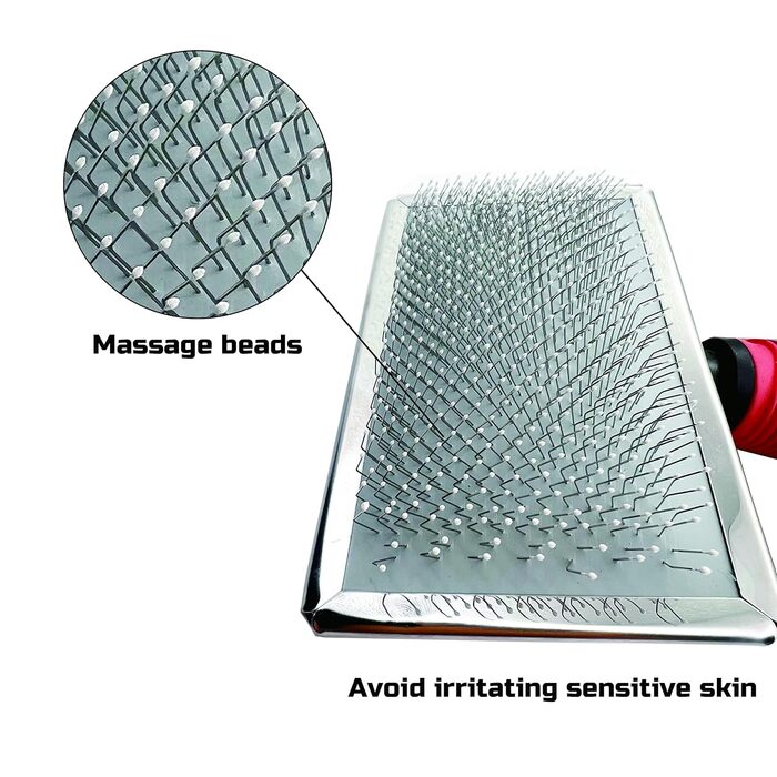 М'яка щітка Slicker з захисними кульками та масажним стрижнем для чутливої шкіри, для собак, котів, Лабрадудів з коротким та довгим волоссям. Видаляє ковтуни та відмерле волосся.