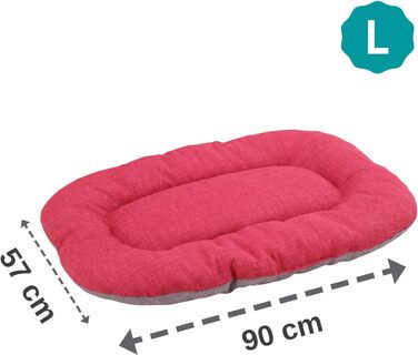 М'яке ліжко для собак та котів Baroni Hoe, 47x70x8 см - Doubleface (червоні та білі сердечка, L)