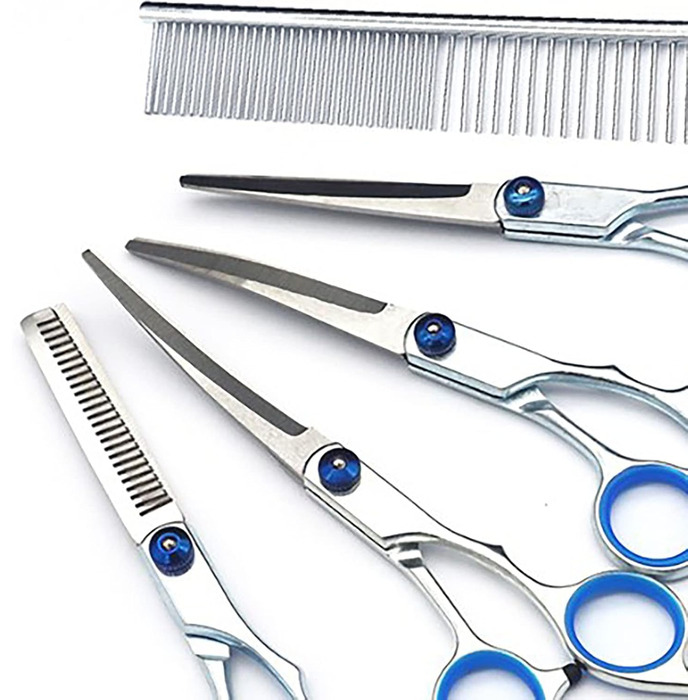 Набір професійних ножиць для грумінгу собак та котів, 6-в-1, з нержавіючої сталі