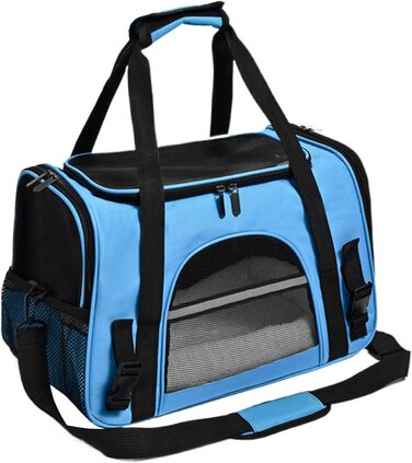 Сумка-переноска для собак – сумочка на плече, розкладна, прозора туристична сумка | Легка переноска для цуценят та маленьких собак, зручний рюкзак для подорожей, Trans (блакитна)