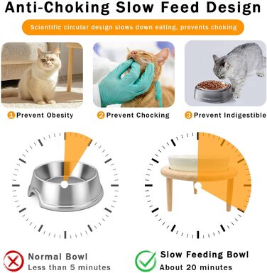 Миска для собак Anti Schling Napf з кераміки, піднята миска для собак, проти блювоти, інтерактивна миска для повільного годування, для котів та маленьких собак, темно-зелена, 15.5 см