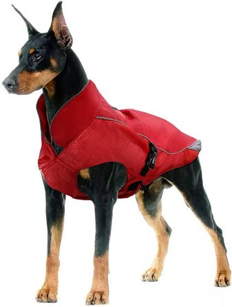 Водонепроникний зимовий теплий дощовик для собак, тепла куртка з флісовою підкладкою, регульована зимова куртка для великих собак (2XL, Червоний)