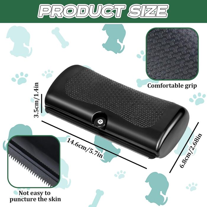 Щітка для собак Fellwunder: видалення шерсті, комфортна ручка, для короткошерстих собак та інших тварин, чорна