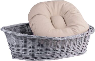 Плетене ліжко для собак та котів з лози (50x36x16 см, сірий)