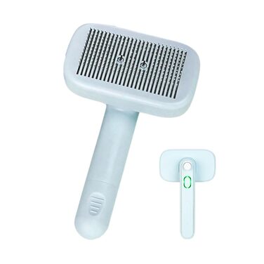 Іонна щітка для тварин: самоочищуючий гребінь з ABS та нержавіючої сталі | антистатичний інструмент для догляду з подвійним іонним генератором, 19 x 12 см | ідеально для собак та котів