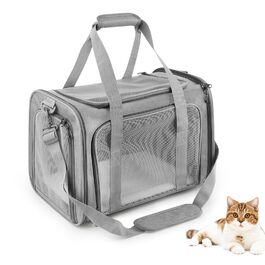 Транспортна сумка для кота та собаки, 45x30x30 см. Складана, дихаюча переноска для тварин для подорожей на авто.
