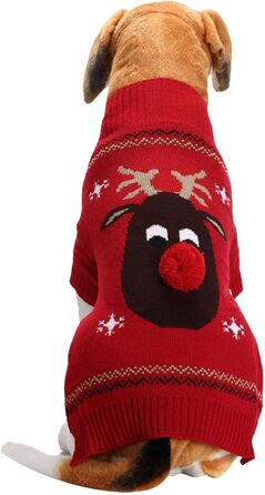 Пуловер для собак на Різдво, кумедний пуловер для собак з мультфільмом оленя, Санти та сніжинками, теплий в'язаний пуловер для собак маленьких, середніх та великих порід, XXS- (110-Green, ) 110-Grün (XS, 111-Schwarz)