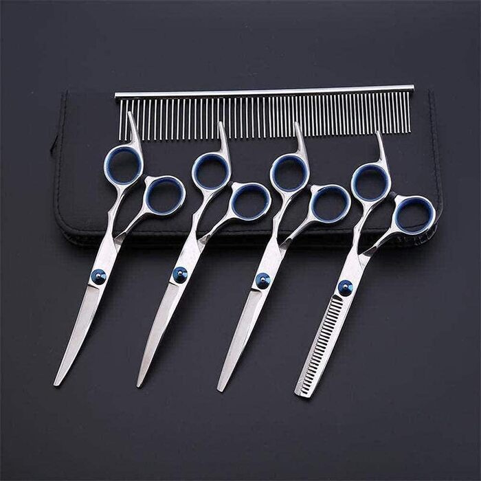 Набір для стрижки тварин QUNINE (6 шт.): професійні ножиці для собак та котів, нержавіюча сталь, 15.2 см