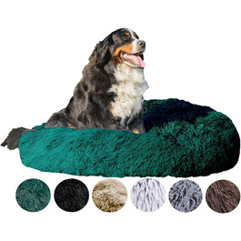 Лежак для собак і котів Grand Filippo Fluffy 120 см, зелений, флісовий, круглий, знімний чохол, машинне прання, ручна робота