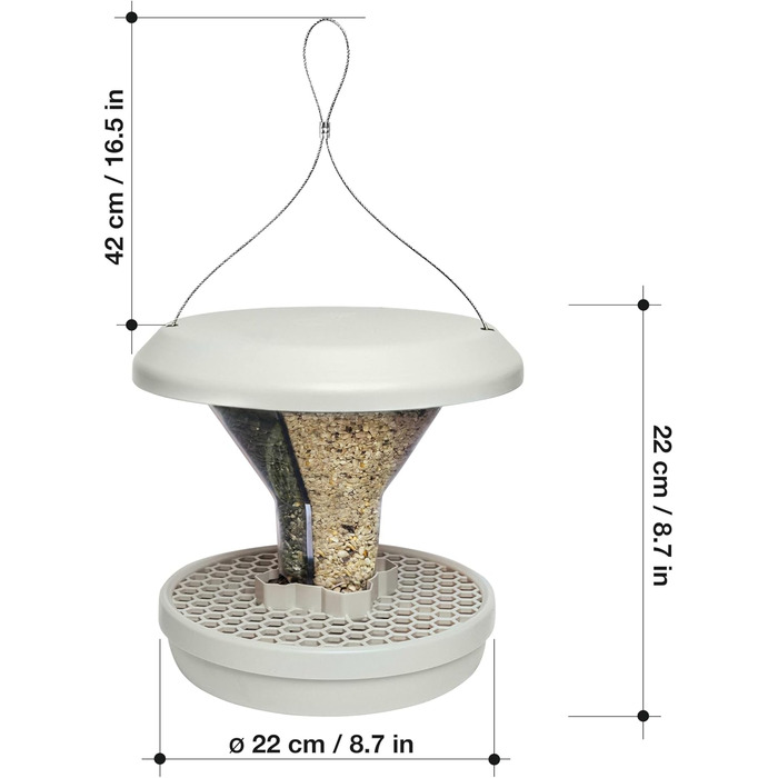 Швейцарський годівничка для птахів SWISSINNO Davos SMART – годівниця з піддоном, антиратонна, для саду та балкону, сірий колір