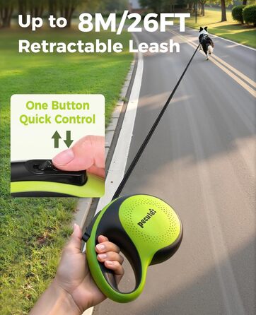 Рулетка для собак Pecute 8м з LED-підсвічуванням, 360° без перекручування, для собак до 50 кг