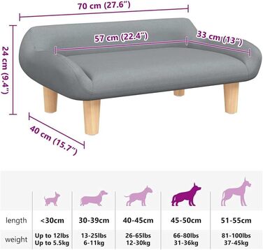 Крісло-ліжко для собак, м'яке ліжко для тварин, лежанка для собак та котів, сірий колір, тканина