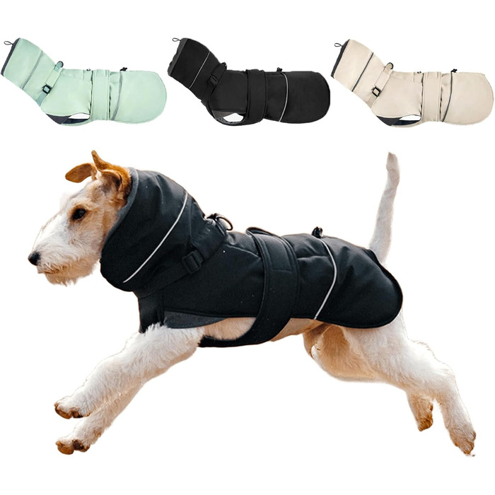 Тепла зимова жилетка для собак Wintermante, флісова підкладка, захист від снігу, кріплення для шлейки, чорний, XL