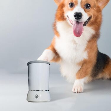 Pawclean Pro: Автоматичний очищувач лап для собак та котів - 360° силіконова щітка, USB, білий/блакитний