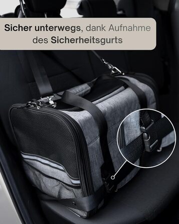 Транспортна сумка для котів та собак Petula Katzentasche & Hundetasche – сіра, до 13 кг, складна, з підстилкою та вентиляцією
