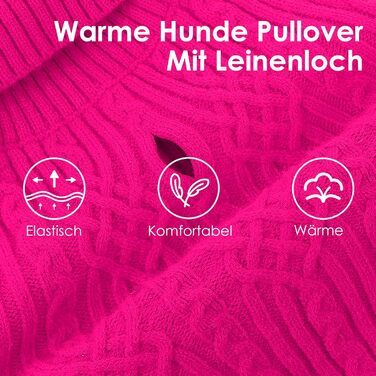 Пуловер для собак AOFITEE, теплий пуловер з коміром-стійкою для дрібних порід (Такса, Мопс, Мальтізе) S, Рожевий