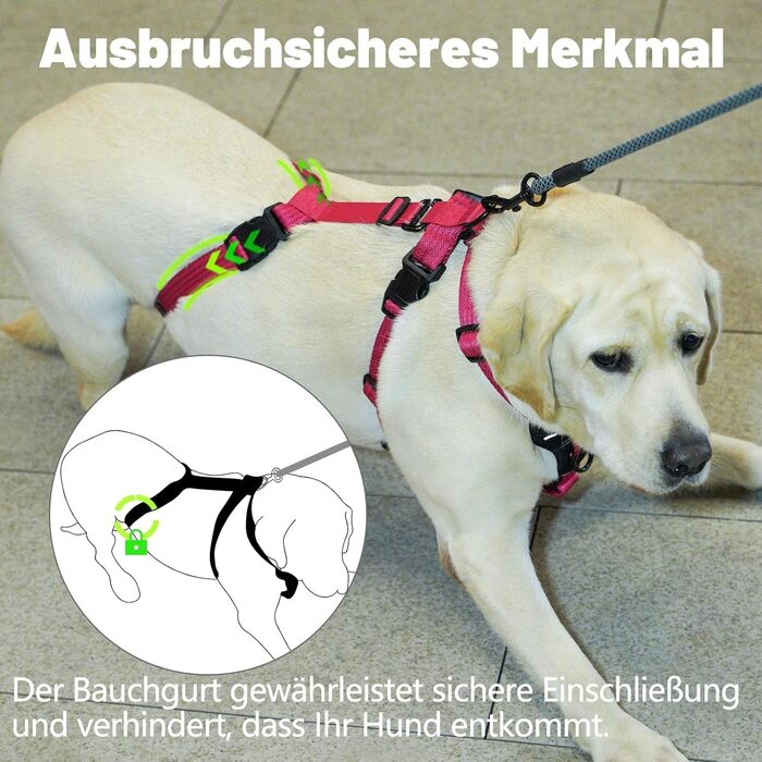 Пауерлд Безпечне обплетення для собак, шлейка від потягування, шлейка від паніки, анти-зламна шлейка для собак, регульована, дихаюча жилетка для маленьких, середніх та великих собак (XL) Екстра Великий (Упаковка з 1), Рожевий