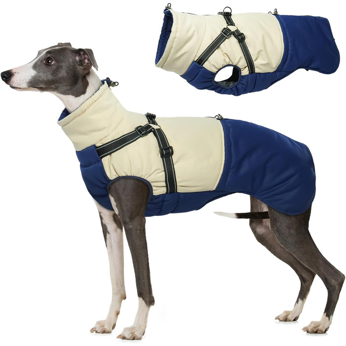 Зимовий теплий дощовик для собак з отвором для шлейки, Marineblau XL