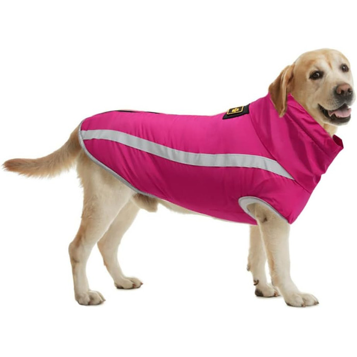 Водонепроникний зимовий теплий одяг для собак FeimaX з флісовою підкладкою. Тепла куртка для собак, цуценят, малих, середніх та великих порід. Рожевий колір, розмір XXL