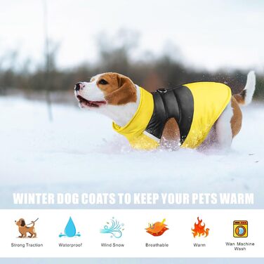 Теплий зимовий одяг для собак Idepet: водонепроникна куртка для маленьких, середніх та великих собак, жовта