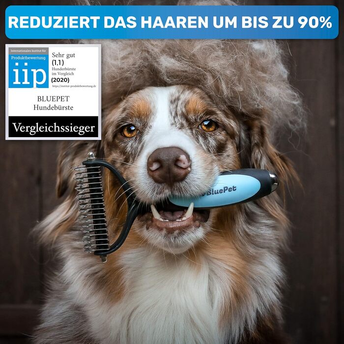 Гребінець для собак та котів з довгим хутром BluePet: видаляє підшерстя та ковтуни, захищає верхній шар, для собак M-L, рожевий