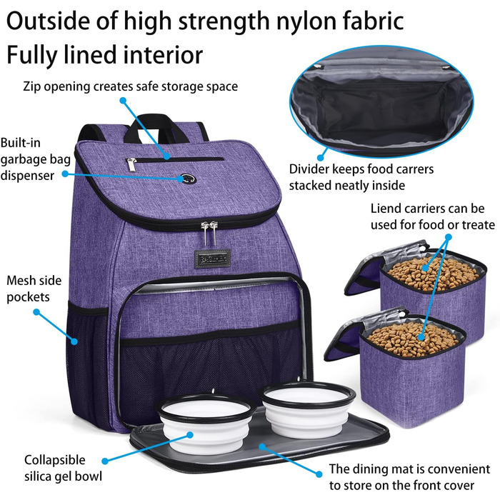 Рюкзак для собак BAGLHER, переноска для тварин у літак, аксесуари для подорожей з набором мисок