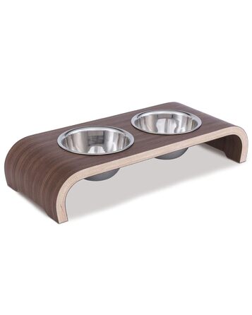 Набір мисок для котів MilaCasa Katzennapf - 2 шт. з піднятою платформою, з дерева волоського горіха