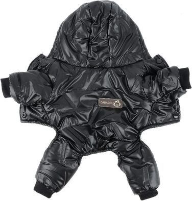 Зунеа Водонепроникний зимовий костюм для собак, теплий флісовий набір з капюшоном, чорний (M)